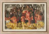 Autumn Landscape by Guy Maccoy, gouache on paper, sold Jan 2021