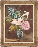 Floral Still Life by Sterling Strauser, oil on board, sold Jan 2021