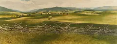 Cades Cove by John Chumley, 1970, egg tempera on board, sold Jan 2021