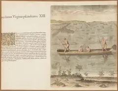 After John White: Manner of Fishing in Virginia, Rare Engraving by Theodor de Bry, watercolor, sold Jan 2021