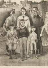 Group of Myselves by Carroll Cloar, lithograph, sold Jul 2020
