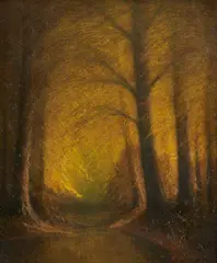 Forest Landscape by Harvey Joiner, oil on canvas, sold Jul 2020