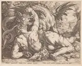 The Dragon Devouring the Companions of Cadmus by Hendrick Goltzius, engraving, sold Jul 2020