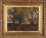 Green with Lands Dalmeny Shore by James Scott Kinnear, oil on canvas, sold Jan 2020