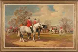 Hunt Scene: Hillsboro Hunt Meet at Maple Grove Farm by Sando Bodo, oil on canvas, sold Jan 2020