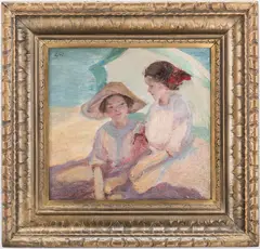 Beach Scene by Catherine Wiley, oil on canvas, sold Jan 2020