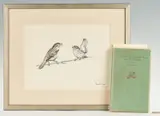 Bird & Book by Roger Tory Peterson, ink and gouache, sold Jan 2020