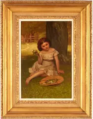 Portrait of a Young Girl by John George Brown, oil on canvas, sold Jan 2020