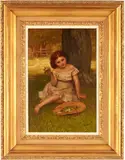Portrait of a Young Girl by John George Brown, oil on canvas, sold Jan 2020