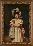 Girl with Doll by Katharine D. M. Bywater, oil on canvas, sold Jan 2020