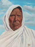 Taos Indian by Chester Wills, oil on canvas, sold Oct 2019