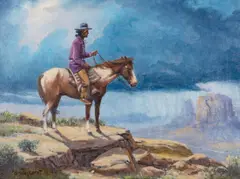 Olaf Weighorst Navajo Rider by Olaf Wieghorst, oil on canvas, sold Oct 2018