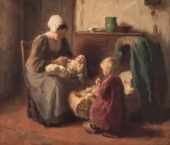 The Fond Mother by Bernard, oil on canvas, sold Jul 2019
