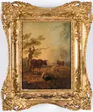 Landscape w/ Cows by Johann Christian Klengel, oil on board, sold Jul 2019