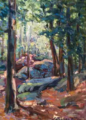 Forest Landscape by Catherine Wiley, oil on canvas, sold Jul 2019