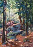 Forest Landscape by Catherine Wiley, oil on canvas, sold Jul 2019