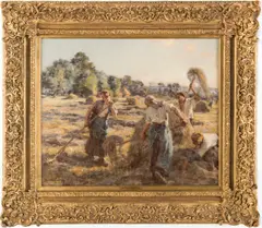 Leon L’Hermitte of Workers in Field by Monique Le Pelley Fonteny, 1890, pastel, sold Jul 2019