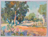 Impressionist Street Scene by Earline W. Barnes, oil on board, sold Jan 2019