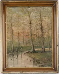 Spring Beeches by Washington Girard, oil on board, sold Jan 2019