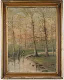 Spring Beeches by Washington Girard, oil on board, sold Jan 2019