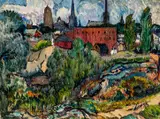 A View of Boston by Hayley Lever, oil on panel, sold Jul 2018