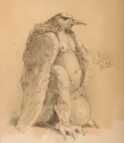 Eagle by Werner Wildner, graphite and watercolor, sold Jul 2018