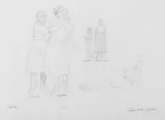 Pals by Carroll Cloar, pencil on paper, sold Jan 2018