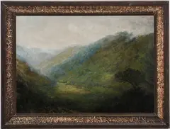 Mountain Landscape by Large Charles Krutch, oil, sold Jul 2018