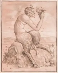 Satyr by Werner Wildner, graphite and wash, sold Aug 2017