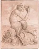 Satyr by Werner Wildner, graphite and wash, sold Aug 2017