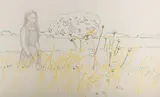 Woman in Field by Carroll Cloar, pencil and marker on paper, sold Aug 2017