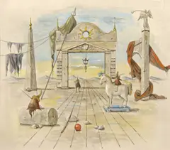 Surrealist by Werner Wildner, watercolor on paper, sold Jan 2016