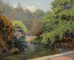 Vale of Cashmere, Prospect Park, Brooklyn by Paul Sawyier, oil on board, sold Jan 2016