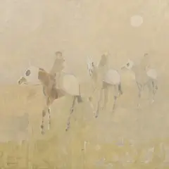 3 Riders by Basil Blackshaw, oil on canvas, sold Jul 2015