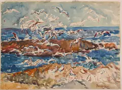 Seascape by Watercolor on paper by Maurice Prendergast, watercolor, sold Oct 2010