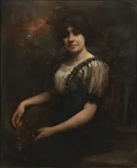 Portrait, Mrs. Lay by Lloyd Branson, oil on board, sold Jul 2014