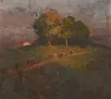 Landscape by Lloyd Branson, oil on board, sold Jul 2014