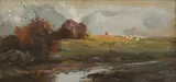 Landscape by Lloyd Branson, watercolor and pastel on paper, sold Jul 2014
