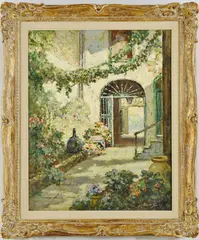 New Orleans Courtyard by Abbott Fuller Graves, 1927, oil on canvas, sold Jan 2014