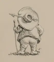 Gnome by Werner Wildner, pencil and wash, sold Jan 2014