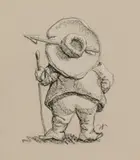Gnome by Werner Wildner, pencil and wash, sold Jan 2014