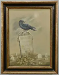 Raven in a Graveyard by Werner Wildner, oil on canvas, sold Jan 2013