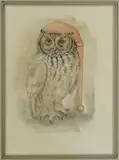 Owl in Nightcap by Werner Wildner, mixed media, sold Jun 2012
