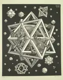 Stars", engraving by M. C. Escher, 1948, wood engraving, sold Sep 2007