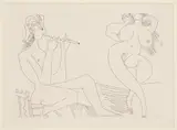 Greek Flautist & Nude Dancer from La Celestine by Pablo Picasso, 1971, etching, sold Jan 2024