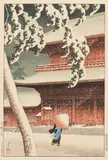 Zojoji Temple in Snow by Kawase Hasui, pencil, sold Jul 2023