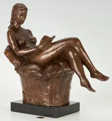 Seated Figure Reading by Alan LeQuire, bronze, sold Oct 2023