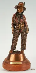 Little Crow Cowboy by Susan Kliewer, bronze, sold Oct 2023