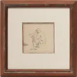 Wash , Man Reading the Newspaper by Isabel Wolff Bishop, ink and wash, sold Jan 2024