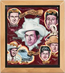 Hooper Outsider Art , Tribute to Hank Williams by Mr., acrylic on board, sold Jan 2023